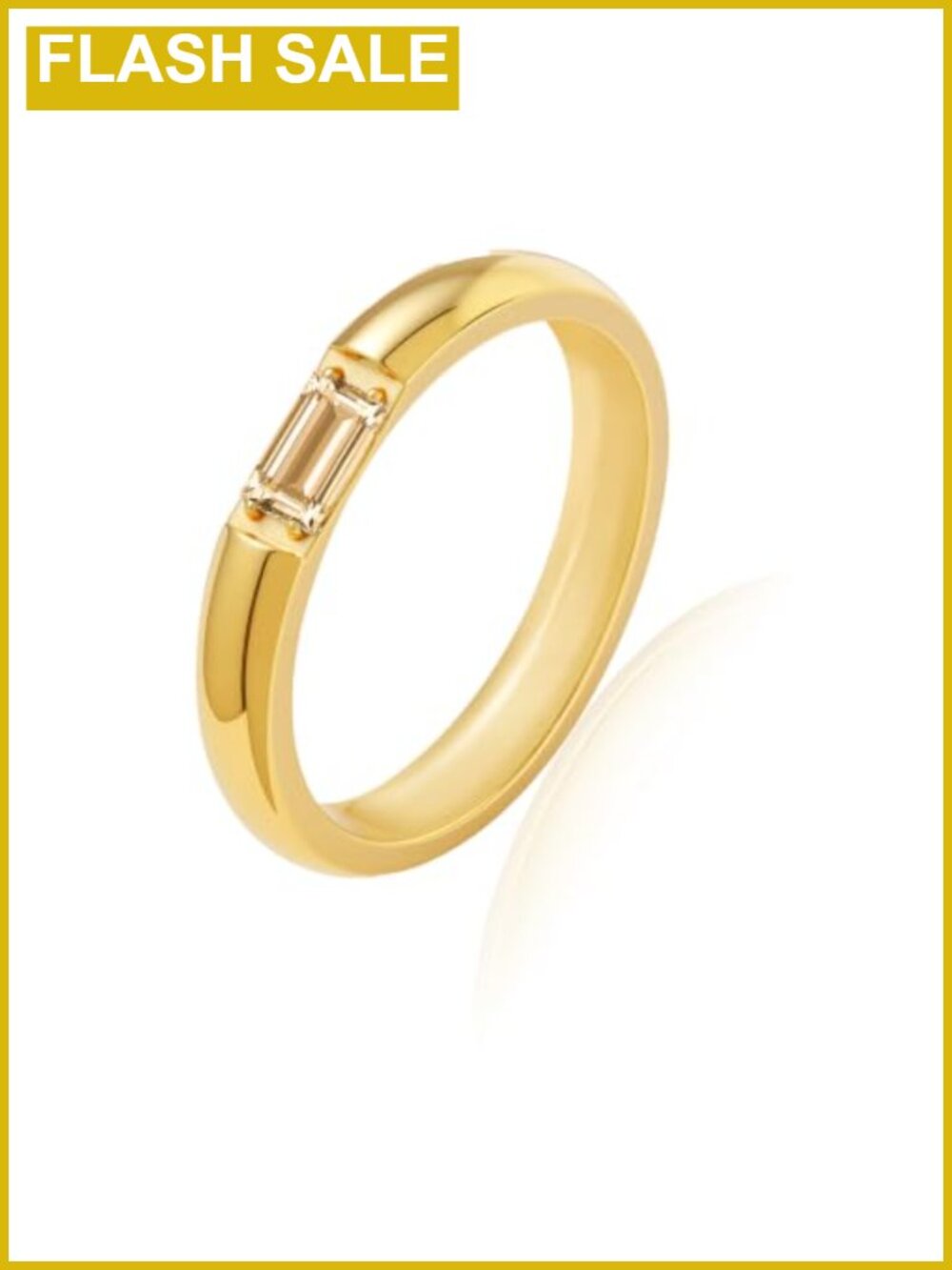 18k Gold Plated Birthstone Ring Baguette CZ Stackable Women's Jewelry